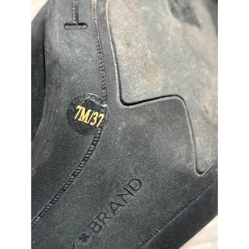 Lucky Brand 7M Black Studded Leather Ankle Boot Block Heel Booties Festival Moto